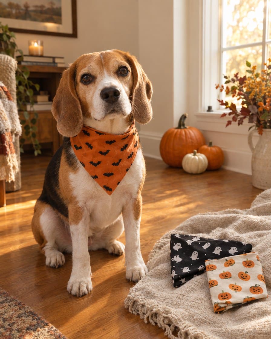 Three Halloween pet bandanas