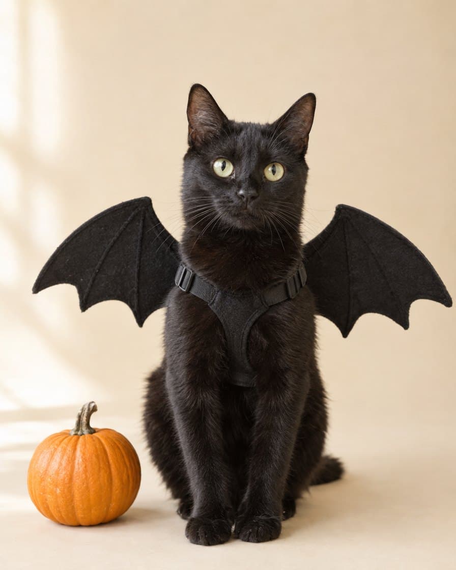 Cat wearing bat wings