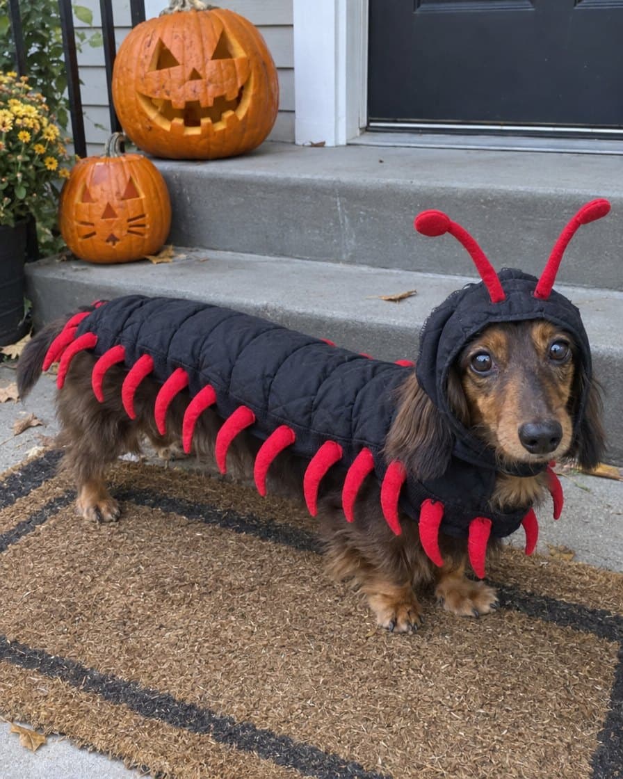 Customer photo: dog in the Creepy Centipede Costume
