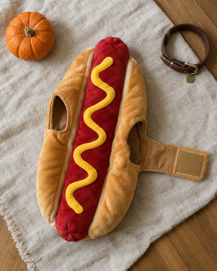The Hot Dog Costume laid flat