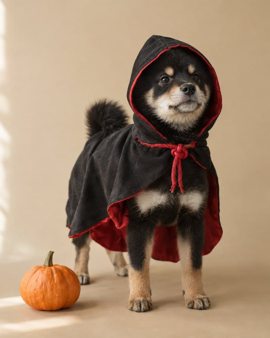 Black Shiba Inu wearing the Shadow Ninja Cloak