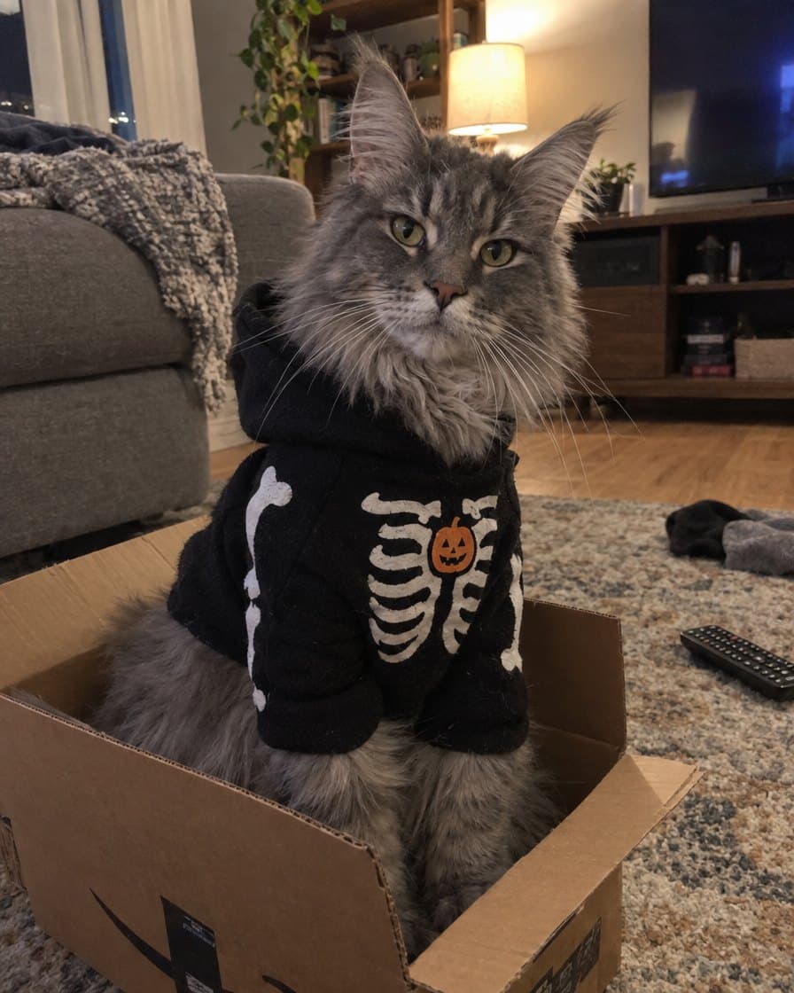 Ghost, Maine coon in the Glow Skeleton Hoodie